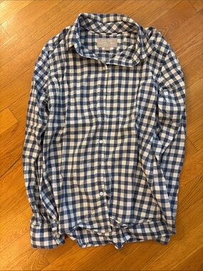 Banana Republic Blue & White Gingham Button-Down Shirt